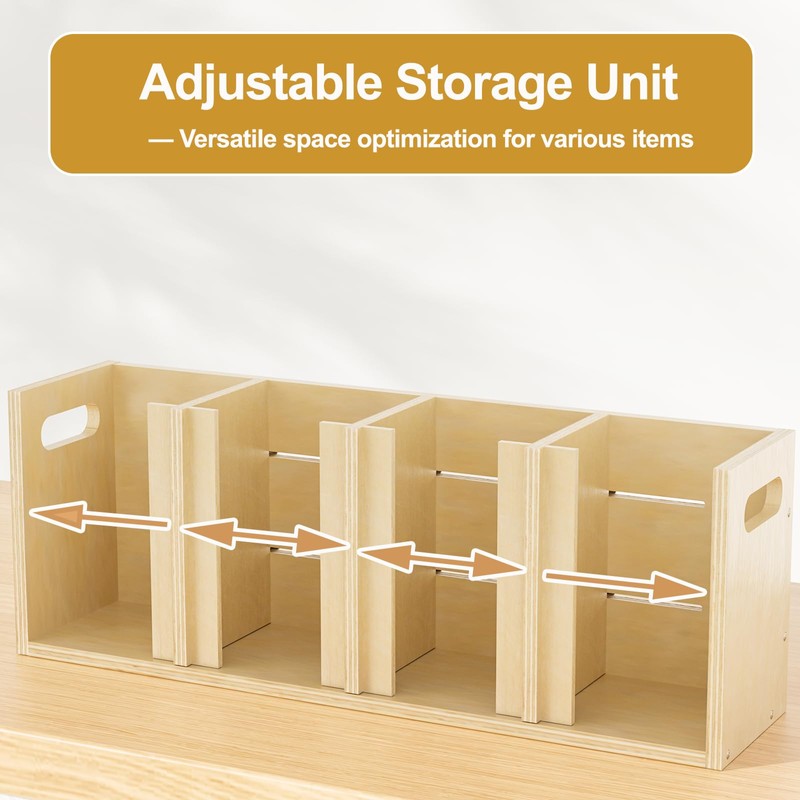 Sawjut Wood Cup Lid Organizer 4 Compartments with Adjustable Dividers