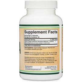 Double Wood Supplements Chaga Mushrooms Capsules 120 Count (1,000mg Chaga Mushrooms Powder per Serving) High in Polysaccharides, Beta Glucans, and Terpenoids - Grown and Made in The USA, Vegan Safe, Organic by Double Wood