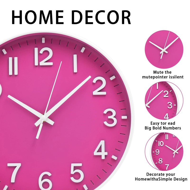 HZDHCLH Wall Clocks Battery Operated 12 inch Silent Non Ticking