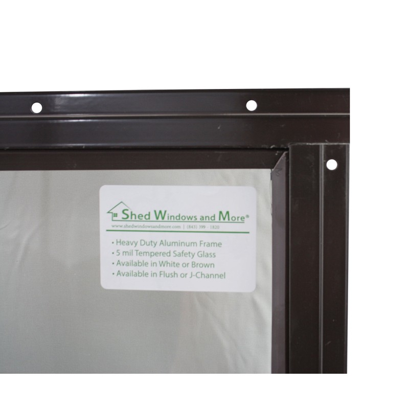 Shed Transom Window 10" X 18" Brown Flush with Safety