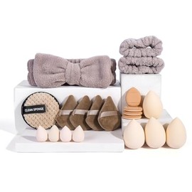 MAANGE Set de Esponjas para Polvos 20 Herramientas de Maquillaje Esponjas Triangulares de Maquillaje de Terciopelo para Polvos Sueltos Base Húmedo y S