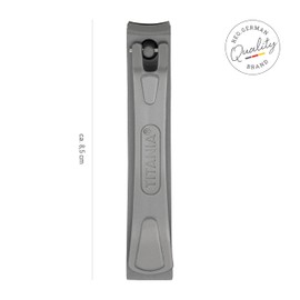 TITANIA Stainless Steel Nail Clippers Large • Nail Clippers for Fingernails & Toenails • Sharp Nail Clipper Made of Stainless Steel • For Hands & Feet • Nail Cutter for Men and Women Grey