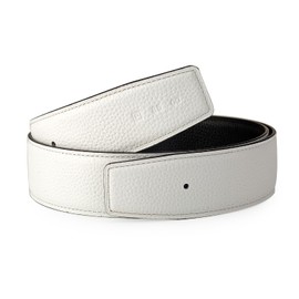 Vatee's Men/Women Reversible Genuine Leather Without Buckle Replacemen Belt Strap 1.5"(38mm) Wide 39"(100cm) Long White & Black