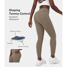 Halara UltraSculpt SoCinched High Waisted Tummy Control Side Pocket Shaping Training Leggings#summer#summervibes#NovaTopFinds#TikTokShopBacktoSchool:_Dawn Brown_full length_XL(16)