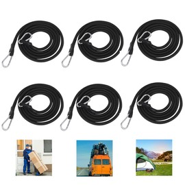 Bungee Cords with Carabiner Clips, 6 Pack Bungees With Hooks,1 m Long Heavy Duty Carabiner Bungee Cord for Camping Tarps Bike Rack Tent Car Roof Rack Black