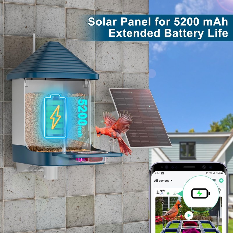 Bird Feeder with Camera, Smart AI Bird Identification & Solar