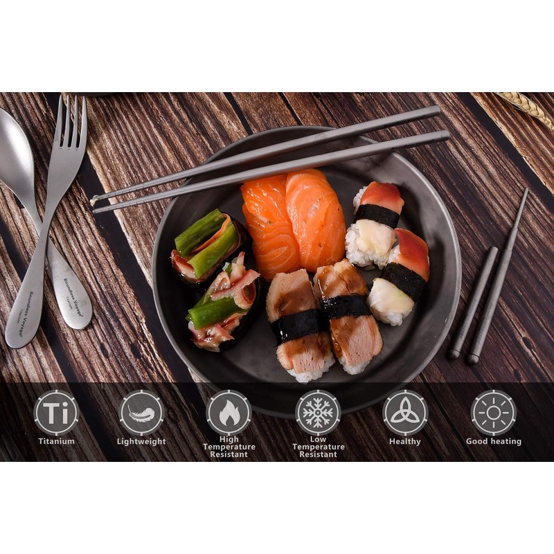 Boundless Voyage Outdoor 230mm Titanium Chopsticks Ultralight Flatware Square/Round Titanium