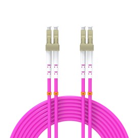 Buacoz 5Meters 17ft LC/UPC-LC/UPC 10GB/40GB Multi-Mode Fiber Optic Cable LC to LC OM4 LC-LC 10/40Gigabit Jumper Optical Patch Cord Duplex 50/125um Purple Pink