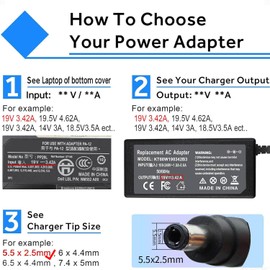 65W 19V 3.42A Laptop Charger for Toshiba Satellite C55 C55D C55T C655 C655D C675 C855 C855D L55 L655 L675 L745 L755 L775D L855 P755 P845T P855 P875 Portege Z30 Z930 Z830 Power Supply Cord