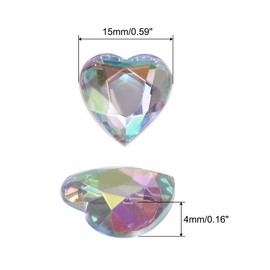 MECCANIXITY 60 Pcs Acrylic Heart Rhinestone 15mm Flat Back Plastic Gems Jewelry Stickers for Valentine's Parties, Jewelry Making, Card DIY, White