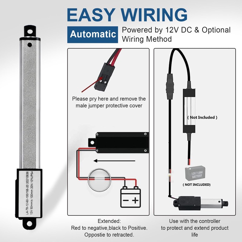 DC HOUSE Mini Electric Linear Actuator Stroke 4"–Force 4.5 lbs–12V