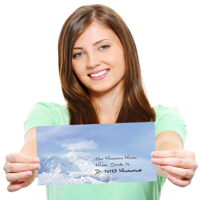 25 Envelopes (Without Window) Winter Motif, Mountains in the Snow