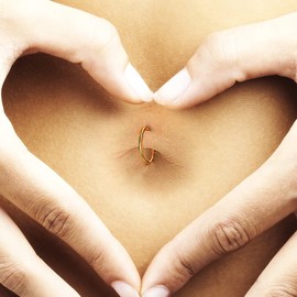 ALOME Gold Belly Button Ring - Plain 14K Gold Filled 20G 8mm Hoop - Summer Jewelry Belly Piercing(Gold Filled)