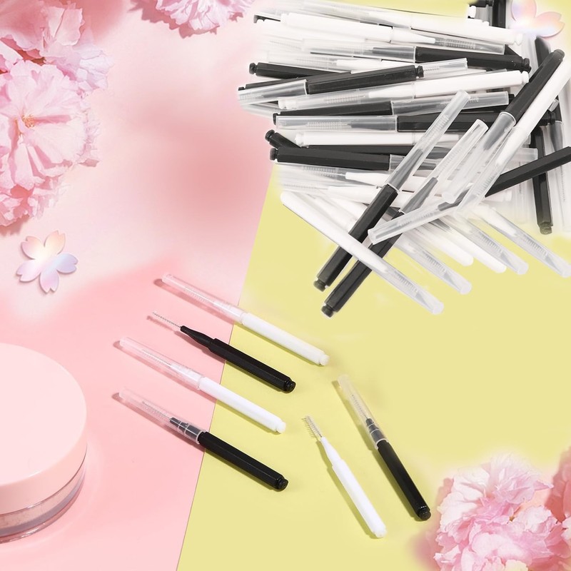Pack of 60 Micro Eyebrow Brushes, Eyelash Brush with Cap,