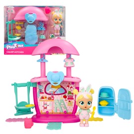 Cry Babies Playtime Day Care Chloe's Kitchen Dollhouse Doll, Expandable Mini Playset with 14+ Accessories, Cries Real Tears for Children 4 to 6 Years