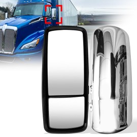 Chrome Door Mirror for Kenworth T680, Defrost Heated Side View Main Mirror Replacement for Kenworth T680 T880 Semi Truck Accessories Driver Left Side