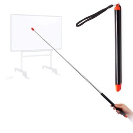 Telescopic Teachers Pointer,Teaching Pointer Stick for Classroom,Metal Hand Retractable Pointer Extended Length 47.2 Inch, Handheld Presenter Whiteboard Pointer (Black Orange)