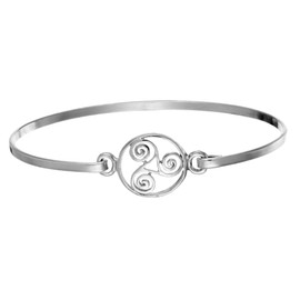Silverly Celtic Triskele Sterling Silver Bangle for Women - Round Triple Spiral Silver Bangle - Thin Celtic Triskelion Bangle - Teenage Girls Gifts - Bridesmaid Gift - Stacking Jewellery