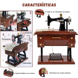 SELOVE Mini Caja de Música para Máquina de Coser, Caja de Música Retro, Caja de Música de Máquina de Coser Vintage, Caja Musical Decoración de Mesa, para el hogar, el Regalo de cumpleaños de Navidad