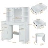Yamissi Vanity Table Set with Lighted Mirror Makeup Dressing White