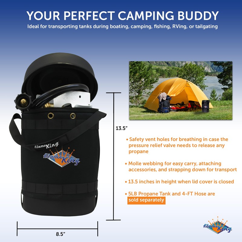 Flame King FK-GH-5LB Gas Hauler for 5LB Propane Tank-Insulated Protective