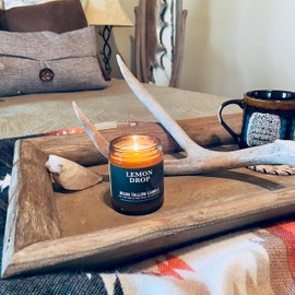 Big Crazy Buffalo Pure Bison Tallow Scented Candle, Lemon Drop, 8 oz - Scents of Lemon, Orange, & Lemongrass - Pure, Low Smoke, Beeswax, Traditional Tallow, Glass Jar