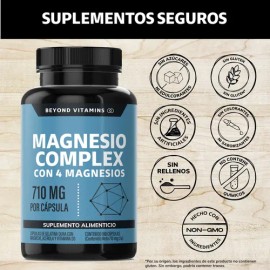 Beyond Vitamins | Magnesio Complex |citrato De Magnesio Polvo, Glicinato De Magnesio, Gluconato De Magnesio Y Óxido De Magnesio | Vitaminas Mujer / Hombre - Magnesium - 180 Cápsulas