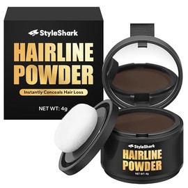 Polvo para la línea del cabello que a prueba de manchas y retoca las raíces para cabello fino, color resistente al sudor para mujeres y hombres (castaño oscuro)