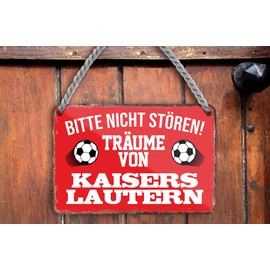 schilderkreis24 Football Sign Decoration Garage Item Sport Club Gift Idea Club Christmas Football Fan Lovers (Please Do Not Disturb Dreams by Kaiserslautern 18 x 12 cm)