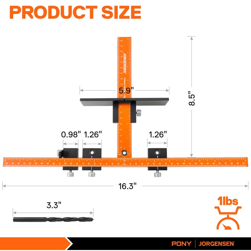 JORGENSEN Cabinet Hardware Jig Tool - Aluminum Alloy & Double