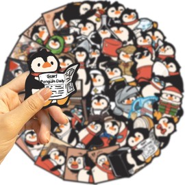 Funny Penguin Stickers for Laptop (50 PCS),Gift for Children Teens Adults Girl Boys,Waterproof Stickers for Water Bottle,Penguin Vinyl Stickers for Scrapbook,Skateboard,Bike,Phone,Dairy