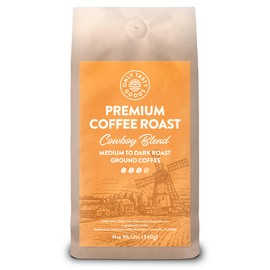 Cowboy Blend Medium and Dark Roast Ground Coffee Blend, Speciality, Fresh Roasted 12 oz.