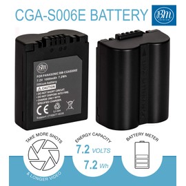 BM Premium Pack of 2 CGA-S006 Batteries for Panasonic Lumix DMC-FZ7, DMC-FZ8, DMC-FZ18, DMC-FZ28, DMC-FZ30, DMC-FZ35, DMC-FZ38, DMC-FZ50 Digital Camera