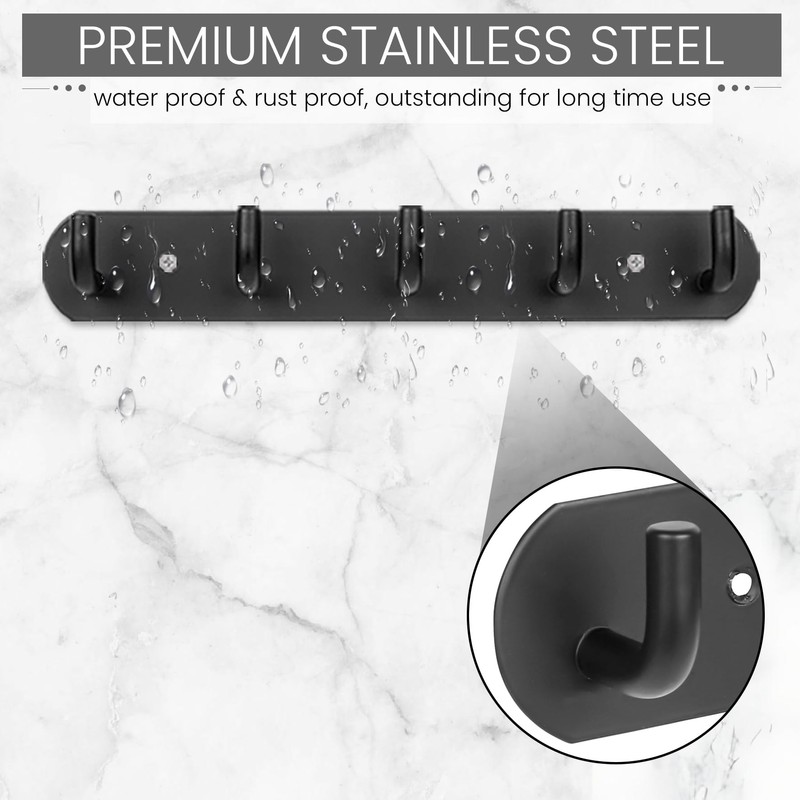 Maxzwell Wall Mounted Coat Rack with 5 Heavy-Duty Hooks –
