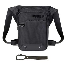 SEIBUR® Motorcycle Leg Bag + Carabiner Hiking Camping Riding Tactical Bag Waterproof Waist Leg Bag for Travel etc, black, Tactical leg pocket