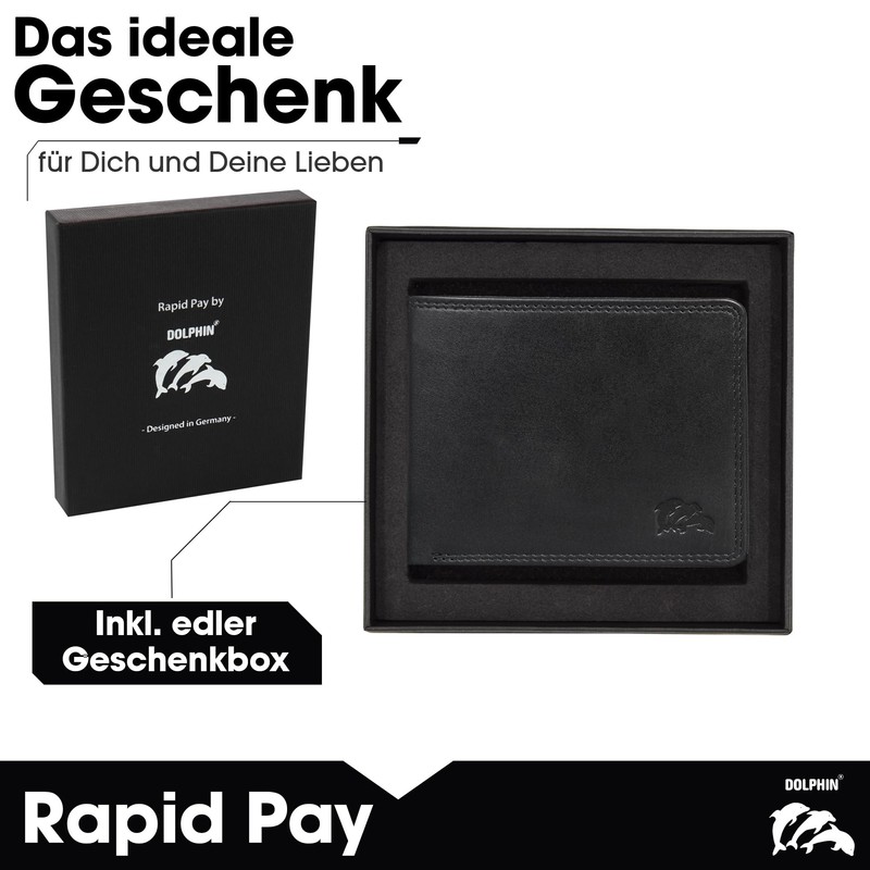 Dolphin® Men's Leather Wallet "Rapid Pay" - Wallet with Contactless