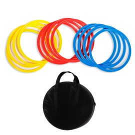 Trademark Innovations Speed & Agility Training Rings - Set of 12-12" Outer Diameter - with Carrycase (Red/Yellow/Blue)
