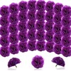 YGbridge Artificial Marigold Flowers with Stems, 100pcs Silk Purple Flowers