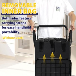 Siffler Waterproof Shopping Cart Liner with Cover, 18" X 15" X 24" Square Bottom, Fits Standard Folding Shopping Trolley, Cover and Adjustable Straps for Easy Secure Attachment (Black