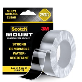 Scotch-Mount Multi-Purpose Gel Tape, Double-Sided for Heavy Duty Applications, Removable Mounting, Nano, Water-Resistant Clear Mounting Tape, Holds up to 20 lbs, 1-Pack | Scotch-Mount