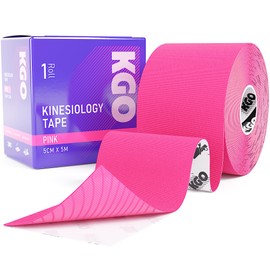 KGO Kinesiology Tape Pink, Sports Elastic Tape for Muscle and Joint Support, Kinesio Tape, K Tape, Physio Tape, 5cm x 5m, Box of 1