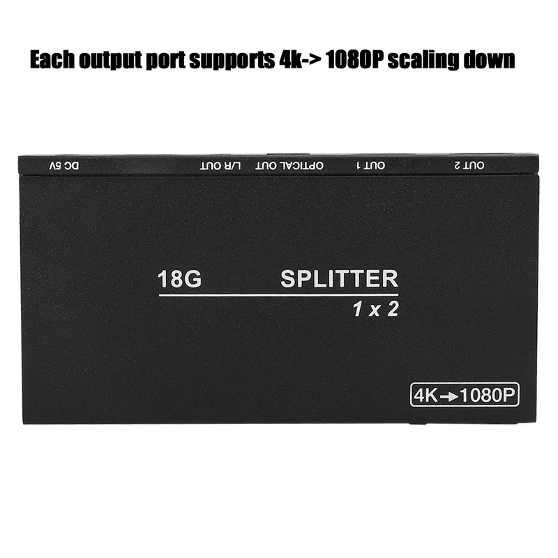 B12SA Black 1×2 HDMI 2.0 Splitter Aluminium Alloy with Scaler