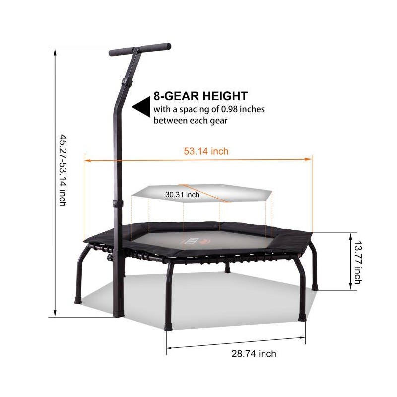 leikefitness Professional Gym Workout 50" Fitness Trampoline Cardio Trainer Exercise