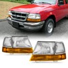 AKKON - Fits 1998-2000 Ford Ranger Chrome Headlights w/Corner Lamp