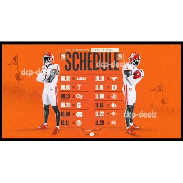 CLEMSON TIGERS Football 2025 Schedule GLOSSY DECAL 6" x 11"