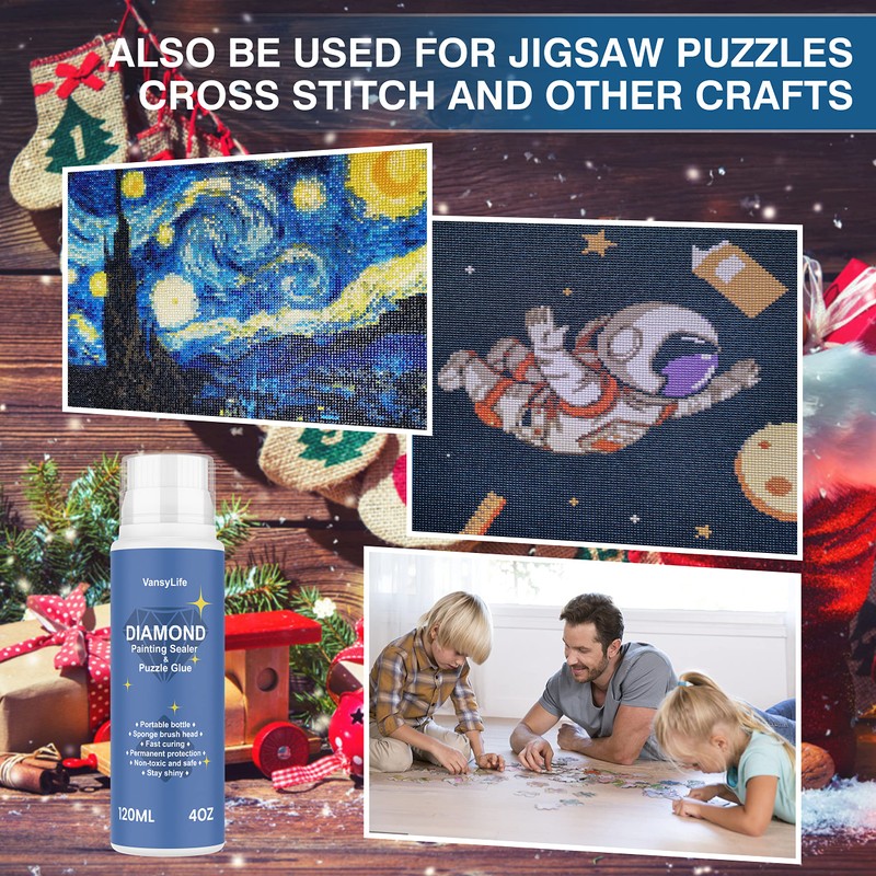 VansyLife Diamond Painting Sealer 120ML with Sponge Head, 5D Diamond
