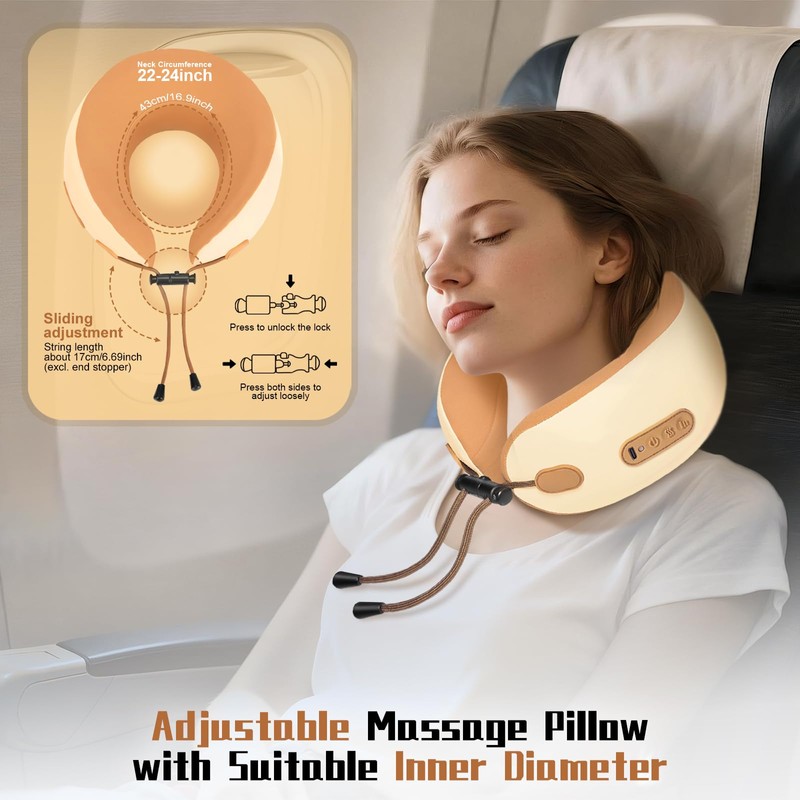 Neck Pillow with Heat and Massage, Rechargeable 3D Kneading Massage