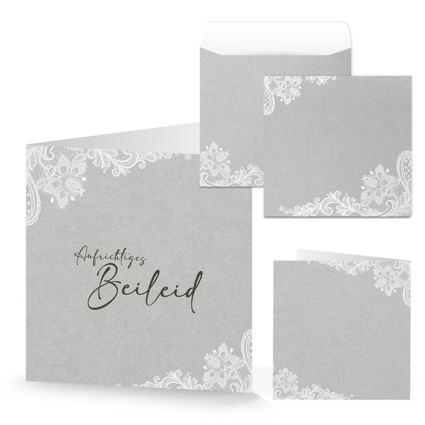 Logbuch-Verlag 3 Sympathy Cards with Envelope Grey White Condolence Card