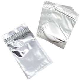 TKY Airtight Storage Bag with Zipper, Pack of 100, Aluminum Vapor Deposition Bag, Aluminum Bag, Divided Bag, Zipper Included, Silver (3.9 x 6.9 inches (10 x 17.5 cm)