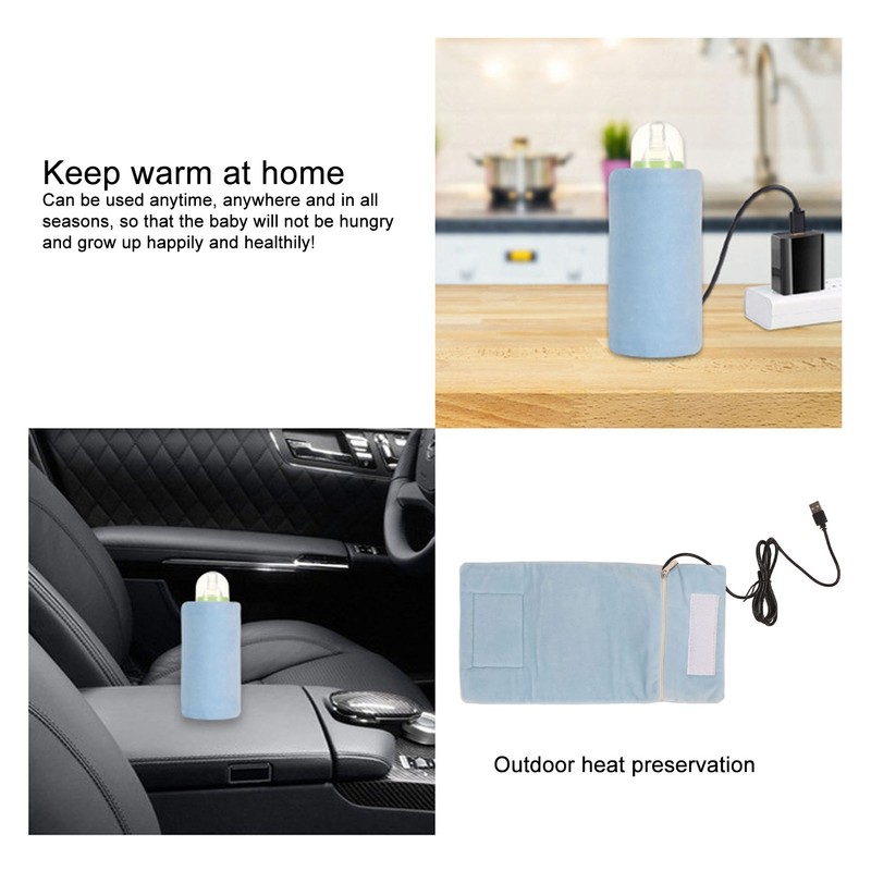Baby Bottle Warmer Blue Cotton USB Heat Preservation Baby Feeding
